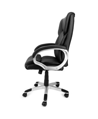 High Back Adjustable Faux Leather Office Chair in Black and Gray Base