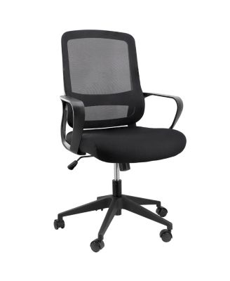 Mid Back Adjustable Mesh and Fabric Office Chair in Black