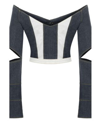 Monte Off Shoulder Denim Jacket - Chic Cropped Jean