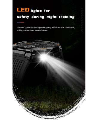 Outdoor Sports Smart watch with Compass Emergency Light IPS HD Large Round Screen -Orange