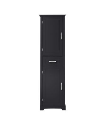 Tall Bathroom Storage Cabinet, Freestanding with Two Doors and Adjustable Shelves