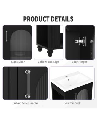 20&amp;quot; Bathroom Vanity with Sink, Cabinet with Two-Tier and Adjustable Shelf, Solid Wood and MDF