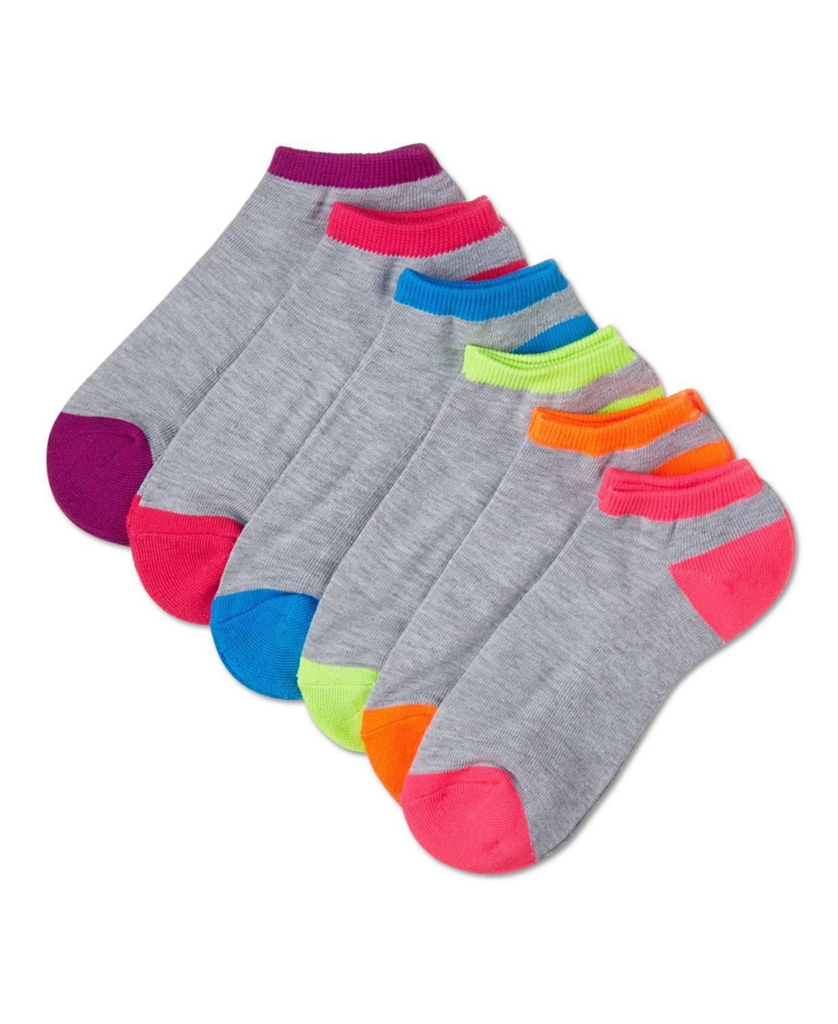 MeMoi Women's 6 Pair Pack Highlight Tips Half Cushioned Low Cut Socks