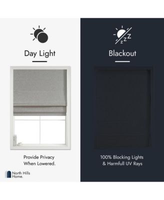 Linen Blended Belgian 100% Blackout Roman Shade Poly Linen 33x64 Light Grey