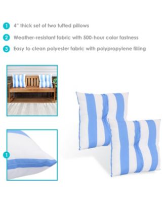 Indoor/Outdoor Weather-Resistant Polyester Square Tufted Pillow with Zipper Closures - 19" - 2pk