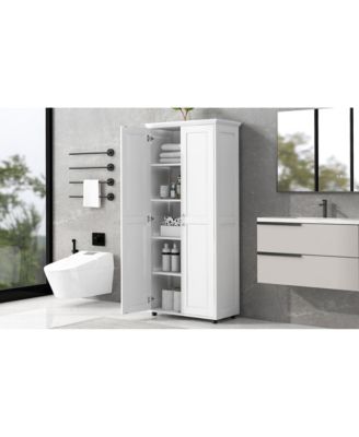Storage Cabinet with Two Doors for Bathroom, Office, Adjustable Shelf, MDF Board