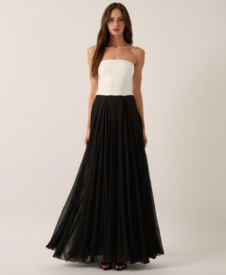 Women's Strapless Two-Tone Tulle Evening Gown
