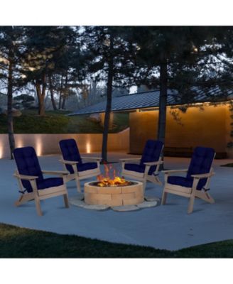 Outdoor Tufted Adirondack Chair Cushion Set of 2, High-Back with Ties, Waterproof & Fade-Resistant