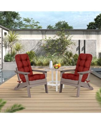 Outdoor Tufted Adirondack Chair Cushion Set of 2, High-Back with Ties, Waterproof & Fade-Resistant