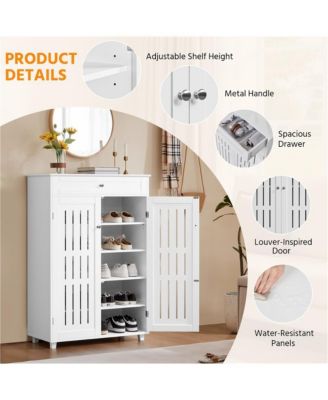 5-Tier Shoe Storage Cabinet with Drawer and Adjustable Shelves