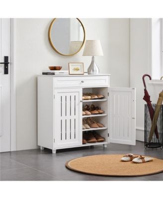 4-Tier Adjustable Shoe Storage Cabinet with 1 Drawer White