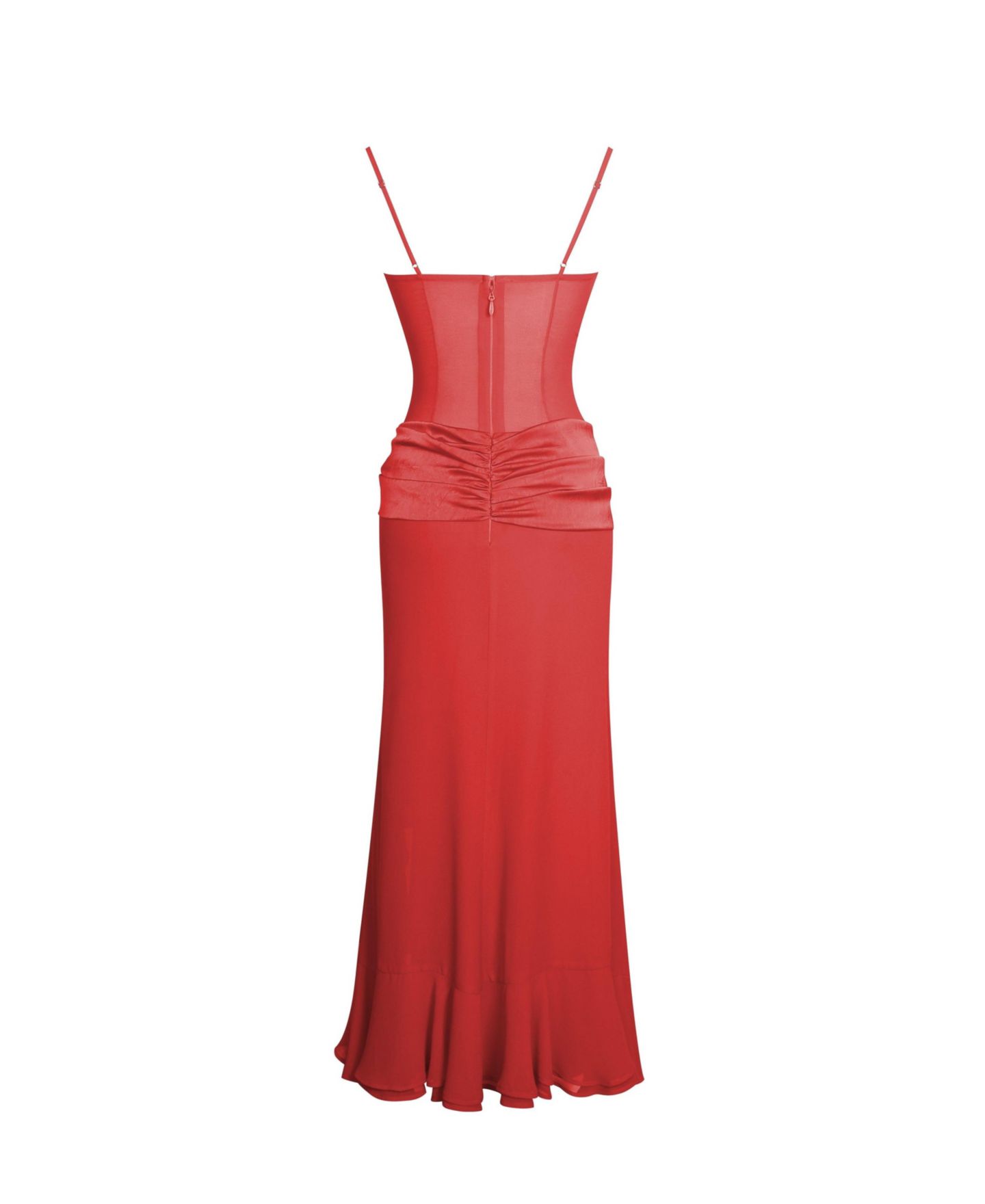 Женское платье Miss Circle Dahlina Red Ruched Waist High Slit Maxi, цвет: Красный — фото 10