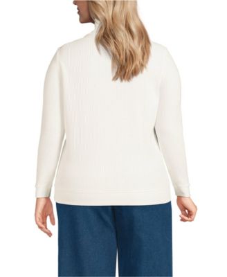 Plus Size Long Sleeve Waffle Quarter Zip Pullover