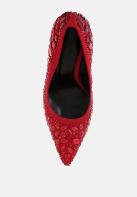 Womens Iceout Diamante and Rhinestone Embellishments Pumps