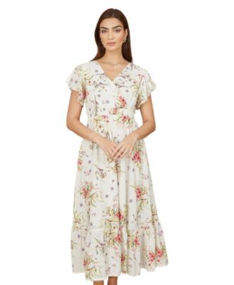 Women's Floral Broderie Anglaise Wrap Midi Dress