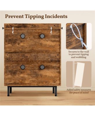 Country Style  5-Tier Shoe Cabinet with Barn-Inspired Doors Rustic Brown