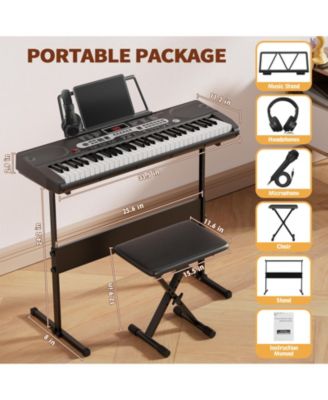 61-Key Electric Keyboard Piano with LCD Display, Bench and Stand