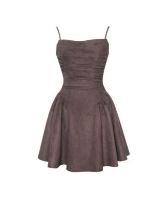 Women's Raisa Mahogany Suede Ruched Mini Dress