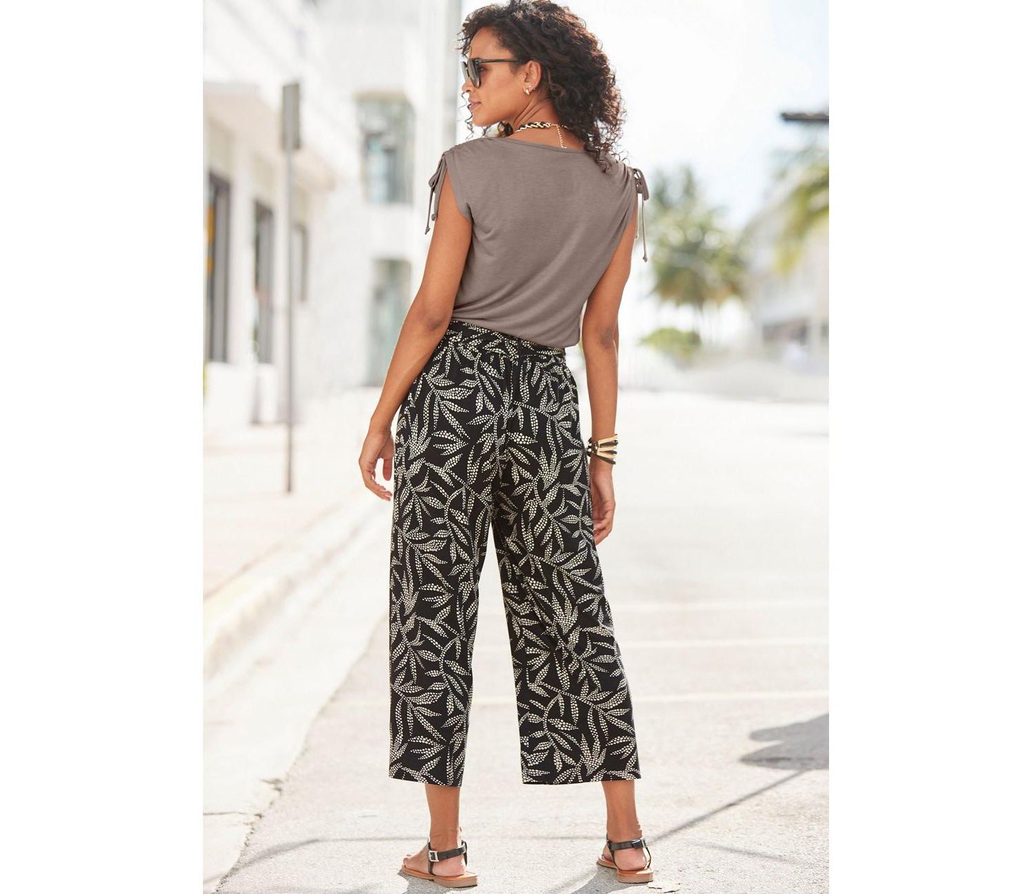 Women's Viscose Printed Culottes High-Waist Pants