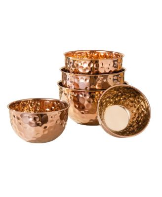 Hammered Bubble Texture 5 Piece Stainless Steel Serving Bowl Set in Copper