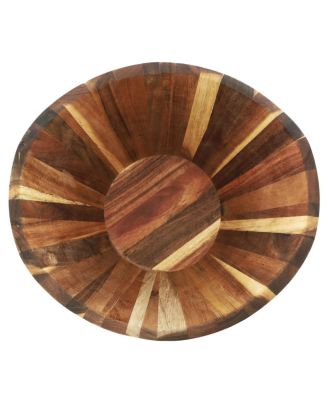 Acacia Wood Salad Bowl with Serving Utensils