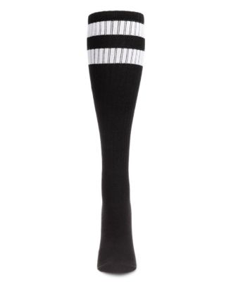 Women's Ribbed Rugby Athletic Stripe Knee High Socks
