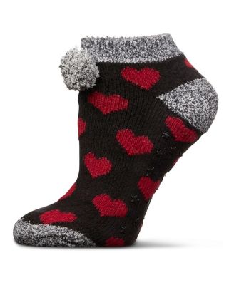 Women's Color Hearts Buttersoft Plush Lined Low Cut Socks