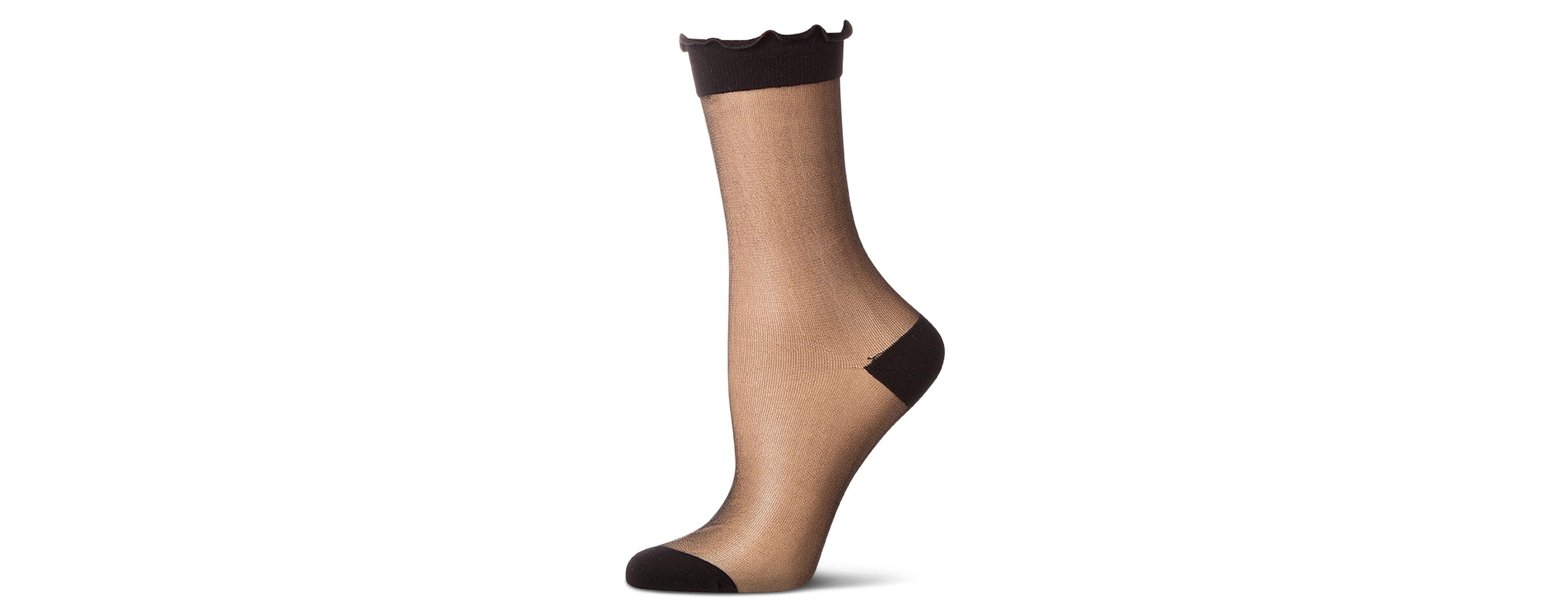 MeMoi Women's Lettuce-Edge Silky Sheer Crew Sock