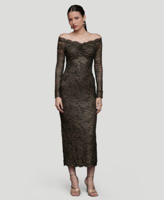 Women's Off-The-Shoulder Stretch Midi Dress