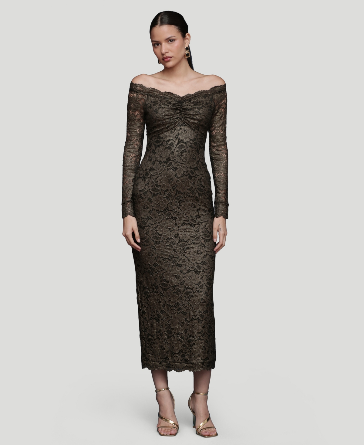 Avec Les Filles Women's Off-the-shoulder Stretch Midi Dress