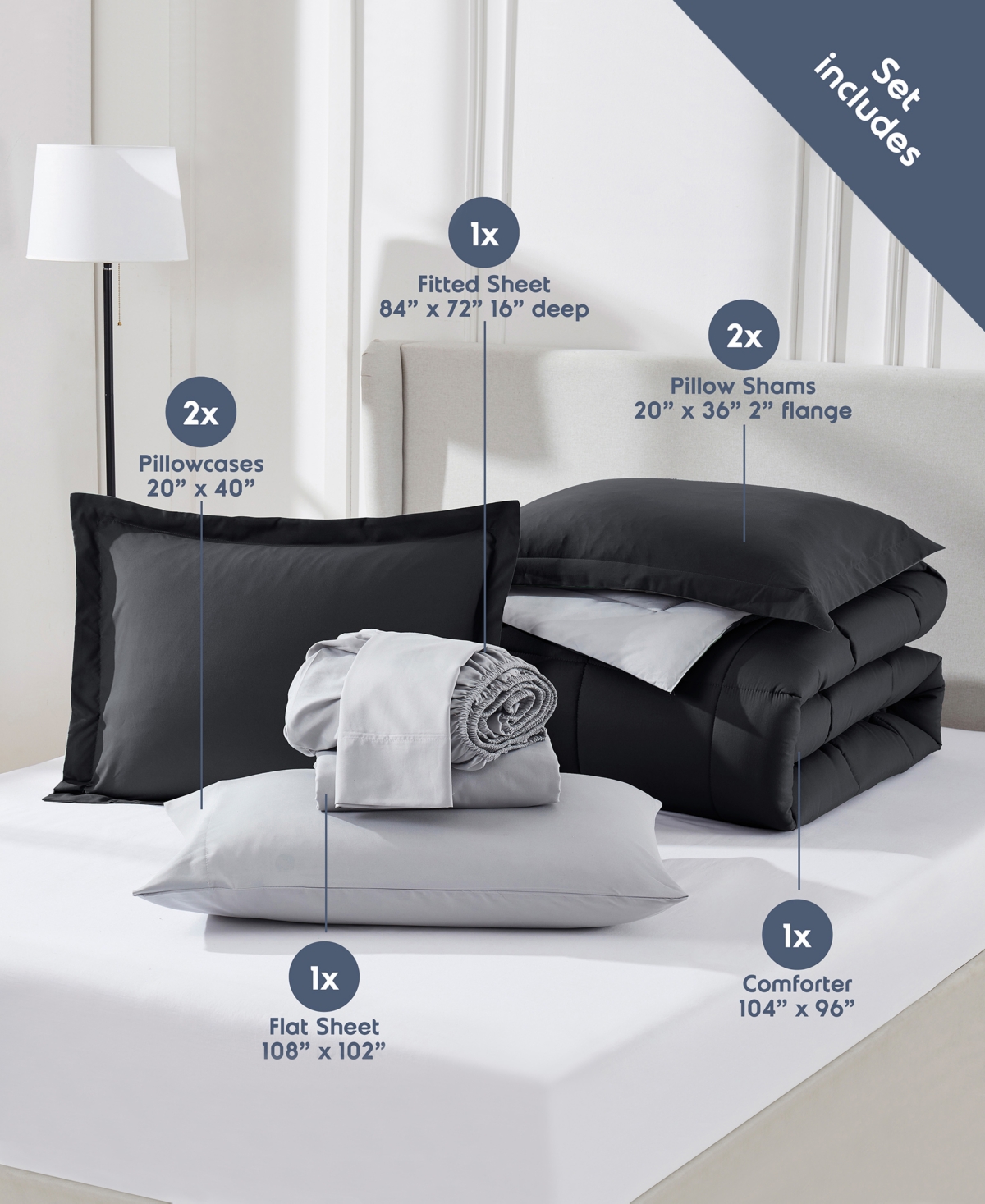 Nestl Luxury Soft Reversible 7-Pc. Comforter Set, California King