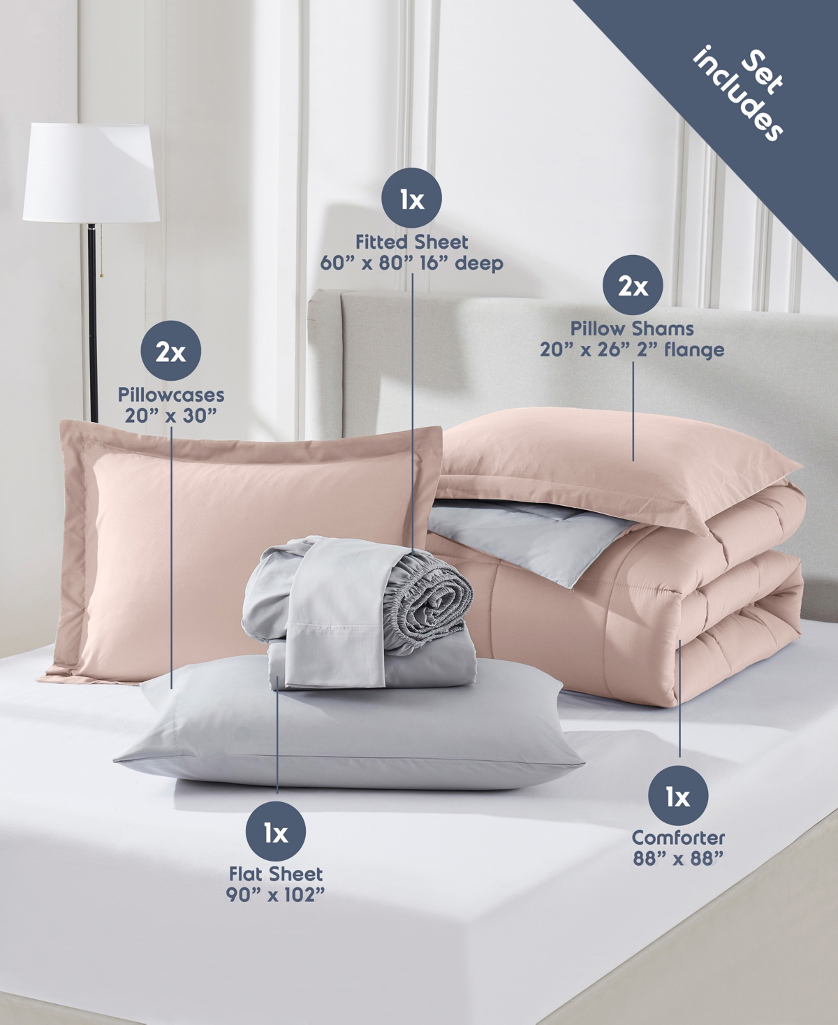 Nestl Luxury Soft Reversible 7-Pc. Comforter Set