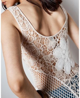 Women's Scoop Neck Crochet Mini Dress