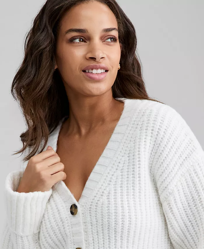 Petite Chunky V-Neck Cardigan Sweater - thumbnail 6