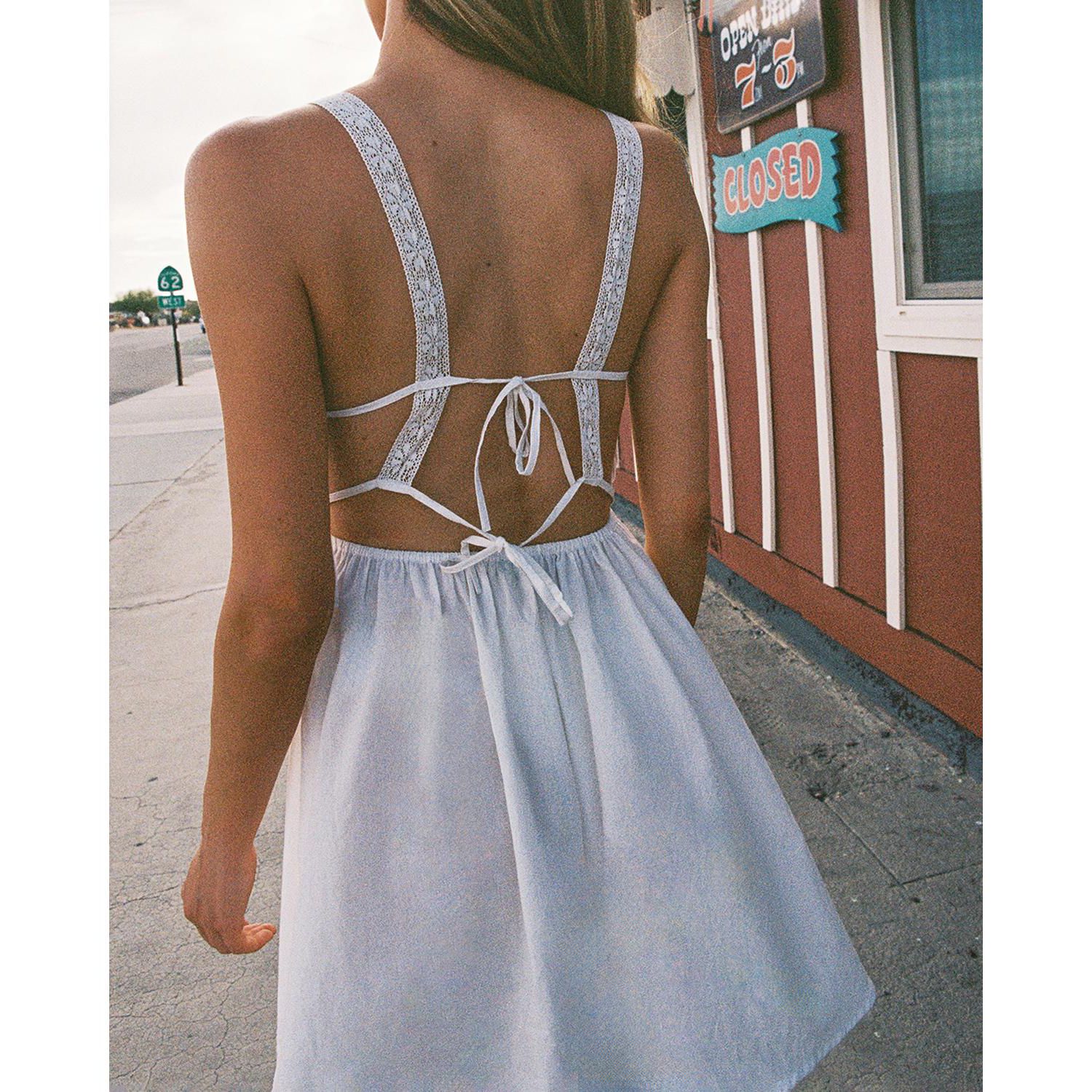 Women's Lace Mix Bow Mini Dress