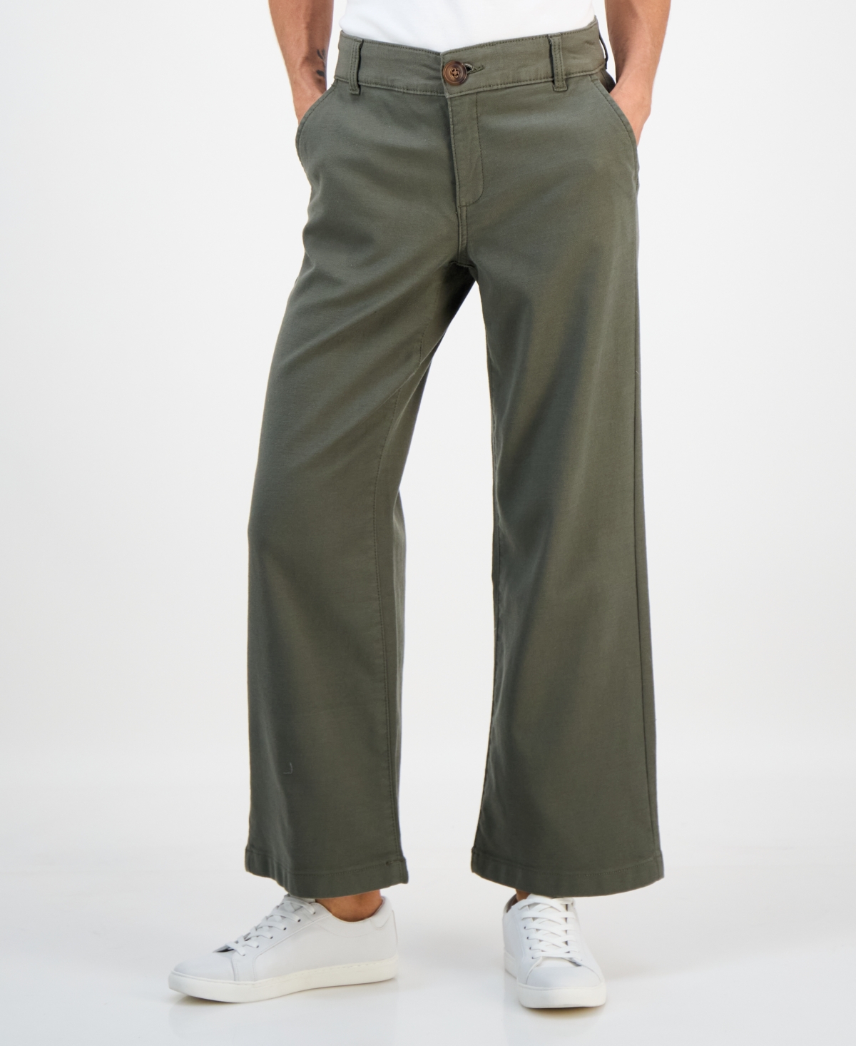Style & Co Petite Mid-rise Dobby Twill Wide-leg Pants, Exclusively At Macy's In Gray