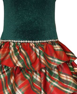 Girls' 7-16 Short Sleeve Tiered Plaid Dress
