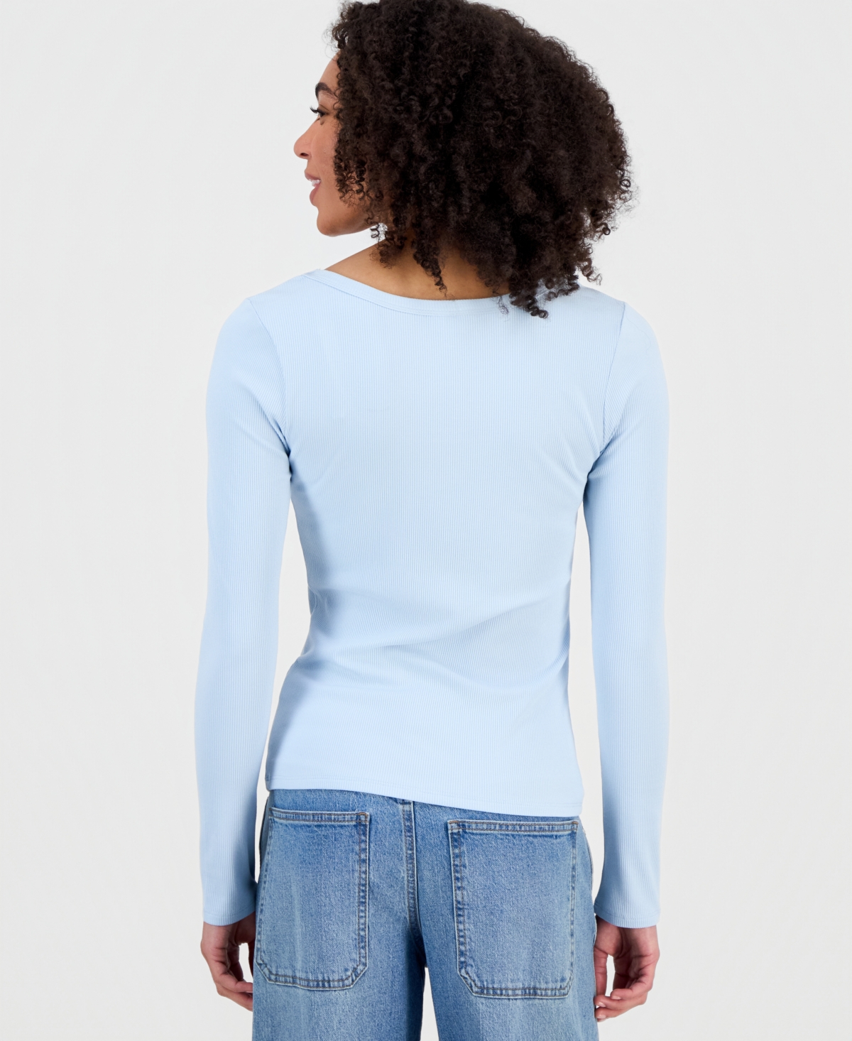Self Esteem Juniors' Basic Soft Rib Long-sleeve Top In Blue