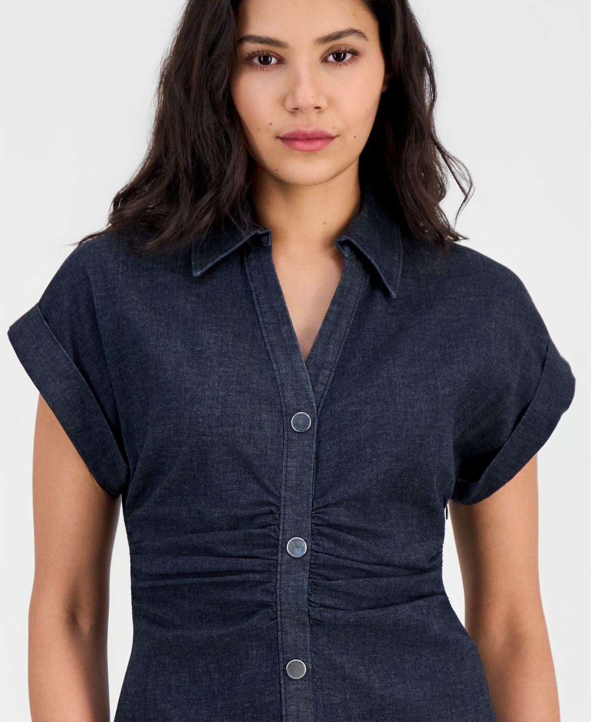 Anne Klein Women's Collared Button-Front Midi Dress