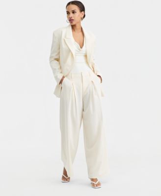 Bar III - Women's High-Rise Pleat-Front Wide-Leg Pants