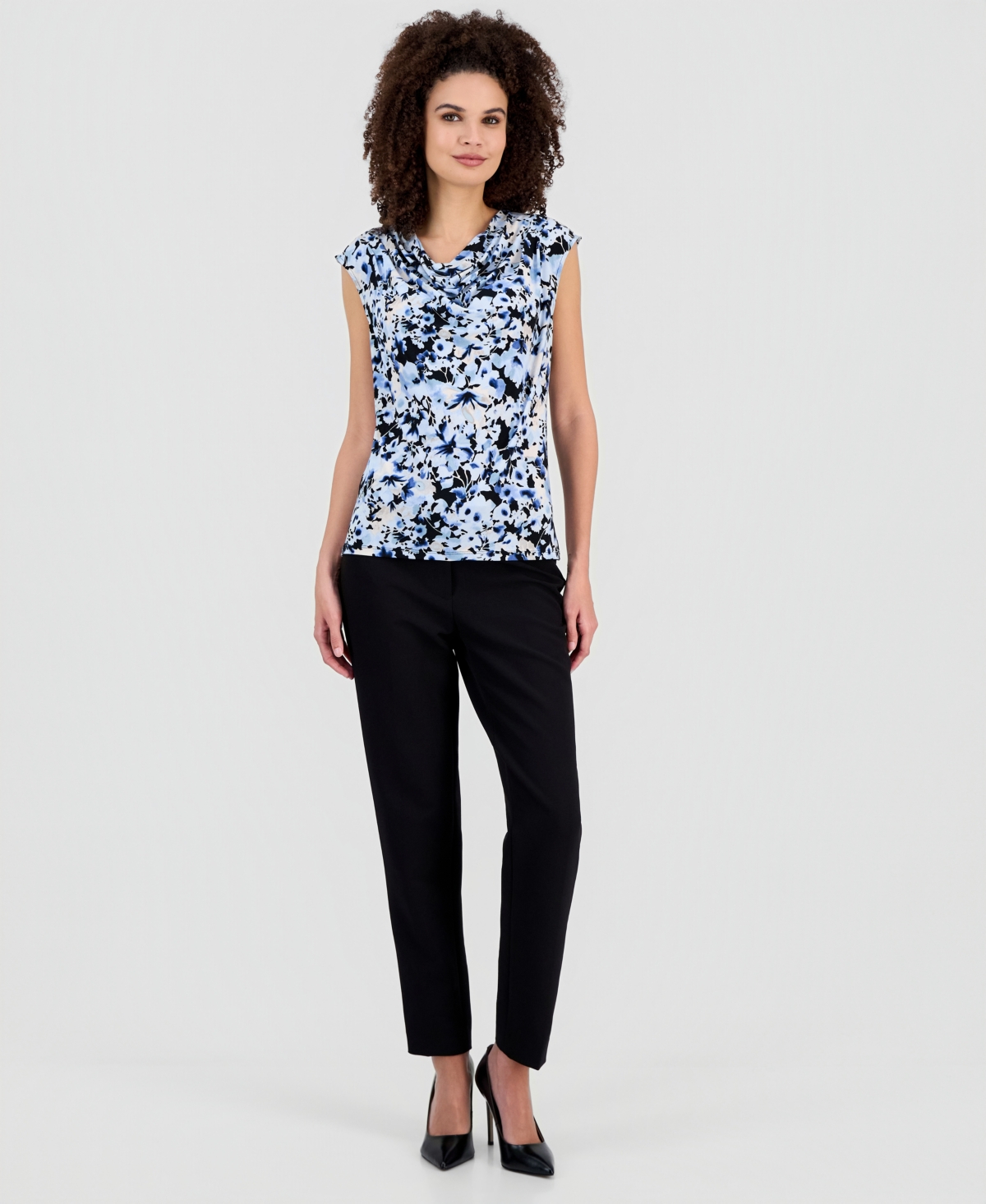 Anne Klein Women's Cowl-Neck Floral-Print Top