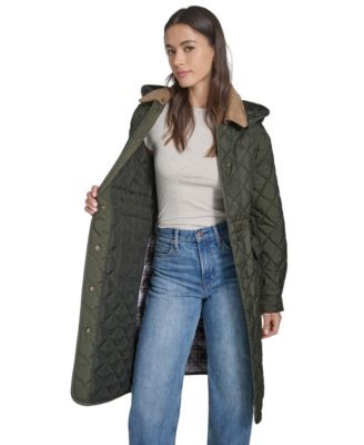 Women's Regular Diamond Quilted Cinch Waist Coat