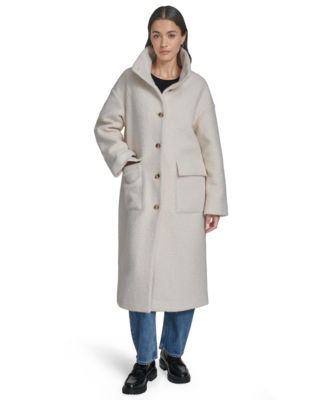 Women's Regular Boucle Stand Collar Car Coat