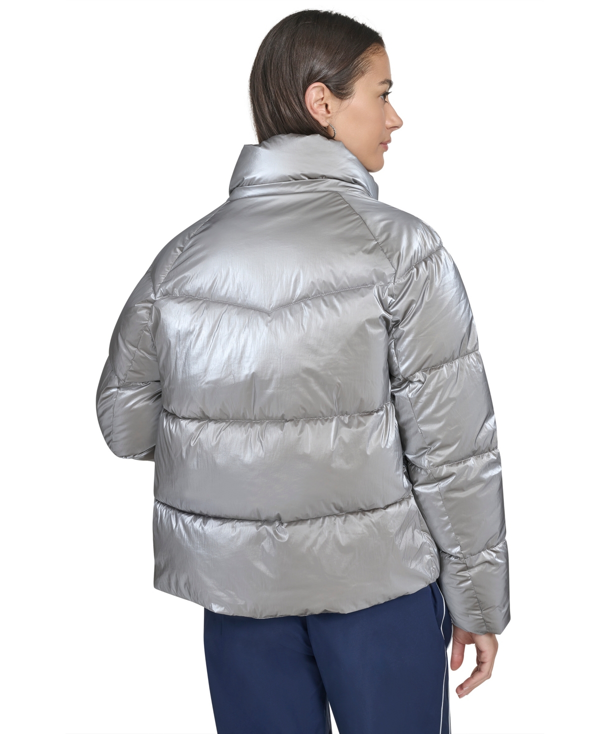 Levi's Women's Regular Quilted Hooded Puffer Jacket In Silver