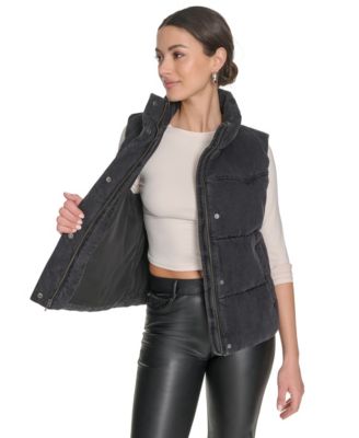 Women's Regular Western Stand Collar Puffer Vest Jacket
