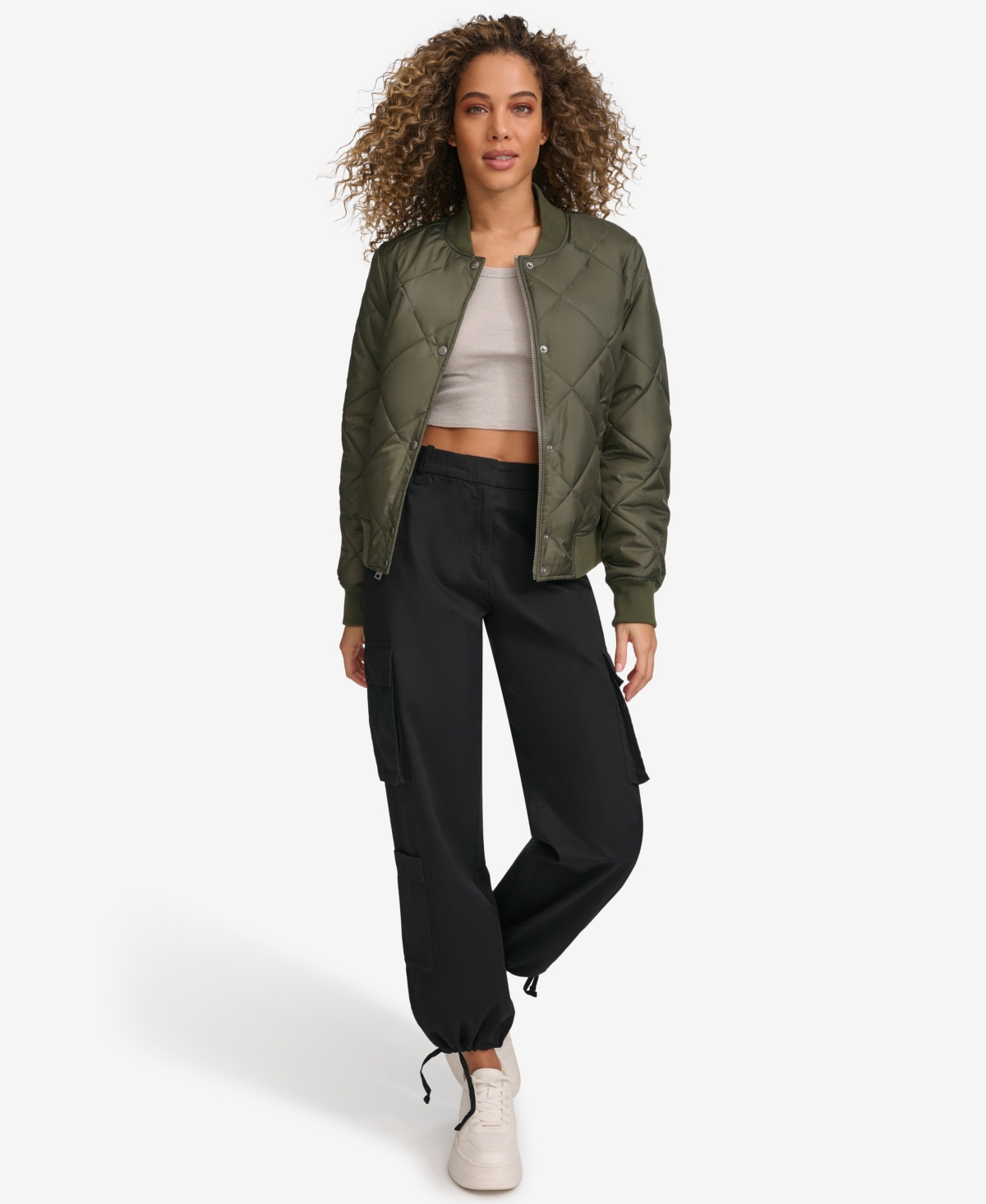 Levi's Women's Regular Diamond Quilted Sherpa Lined Bomber Jacket In Green