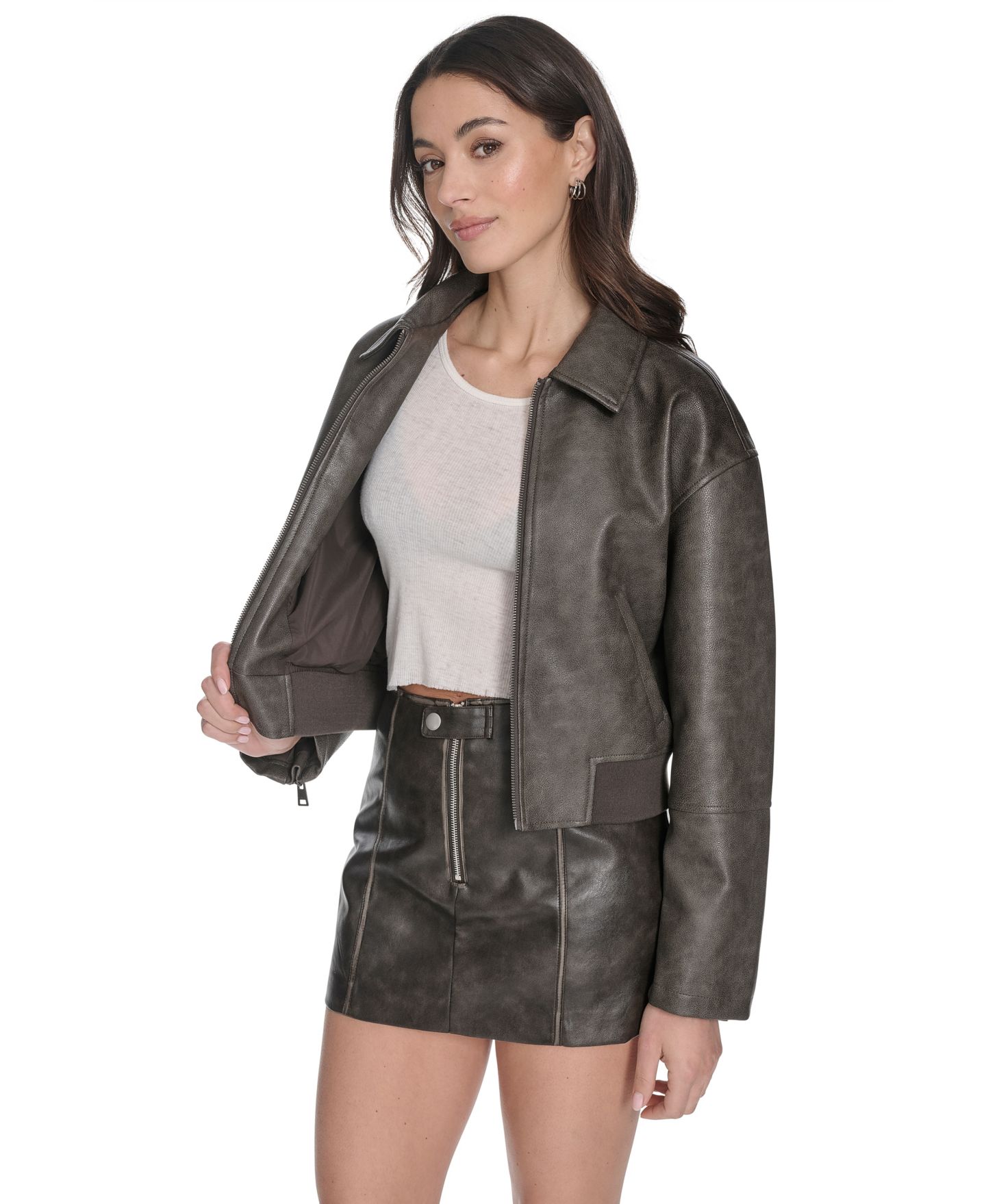 Женская куртка Levi's Faux Leather Bomber, цвет: Пепельный — фото 3