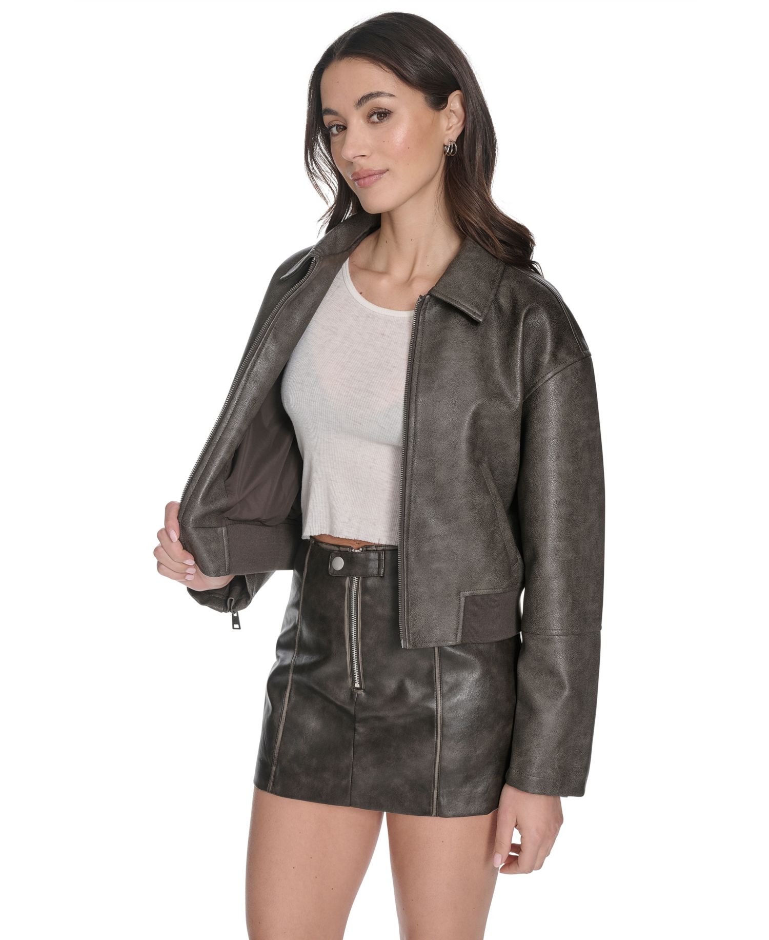 Women's Faux Leather Bomber Jacket
