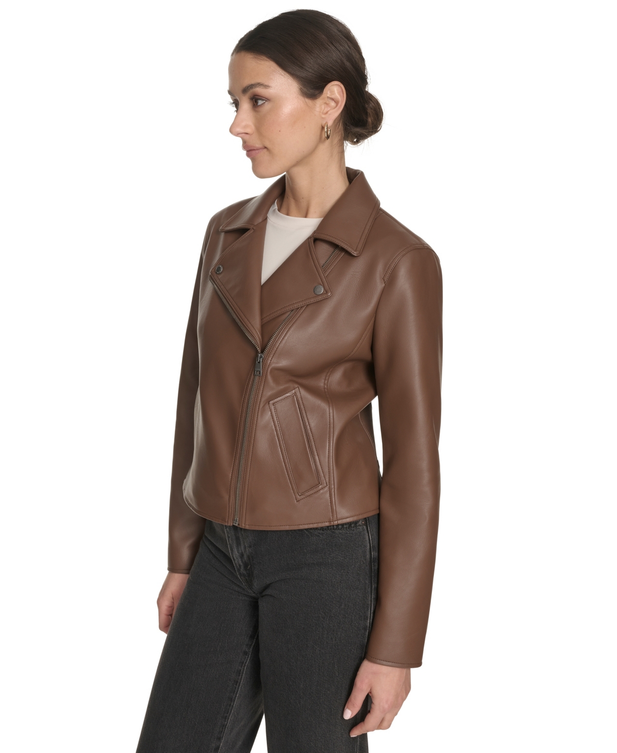 Levi's Women's Faux-leather Asymmetric-zip Moto Jacket In Brown