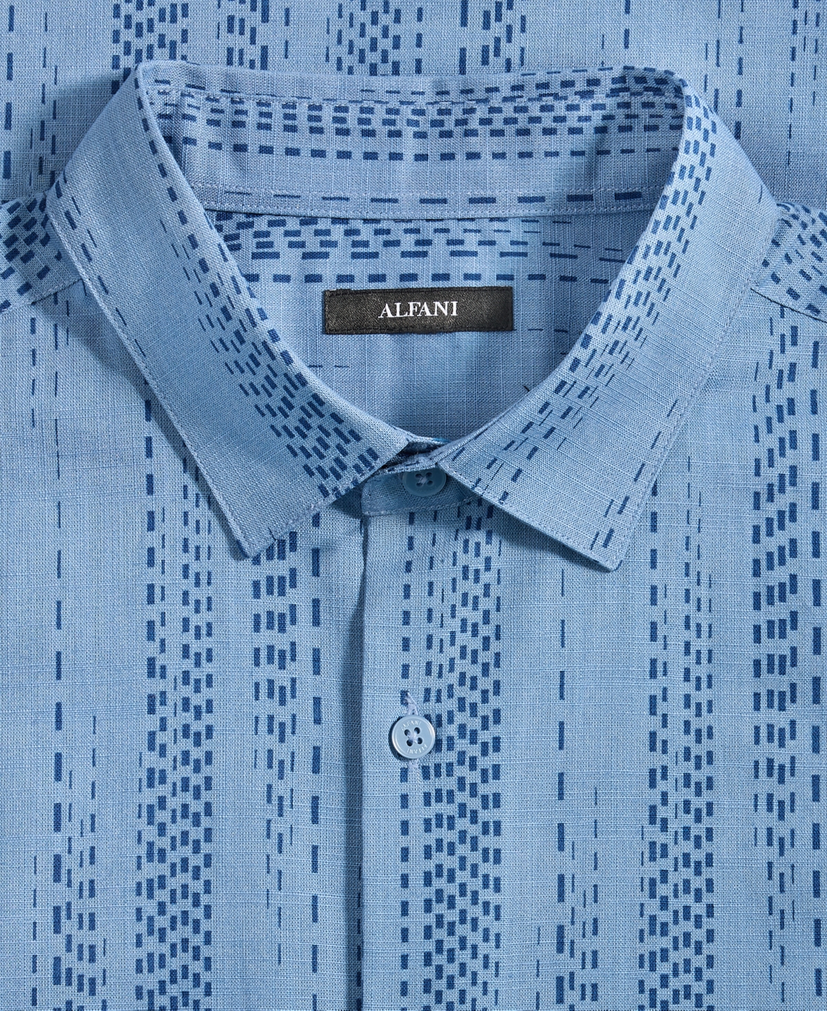 Alfani Men's Dot Maze Printed Short-sleeve Button Shirt, Macy's Exclusive In Blue
